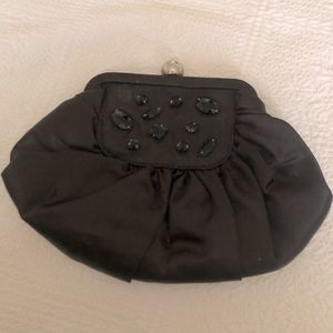 White House Black Market Black Satin Evening Bag